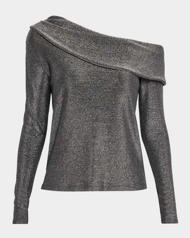Carrie Sparkle Knit Off-the-Shoulder Top